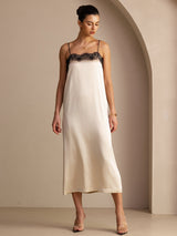 [Beige Arroz] SilkSilky-ES Square Neck Vestido 006