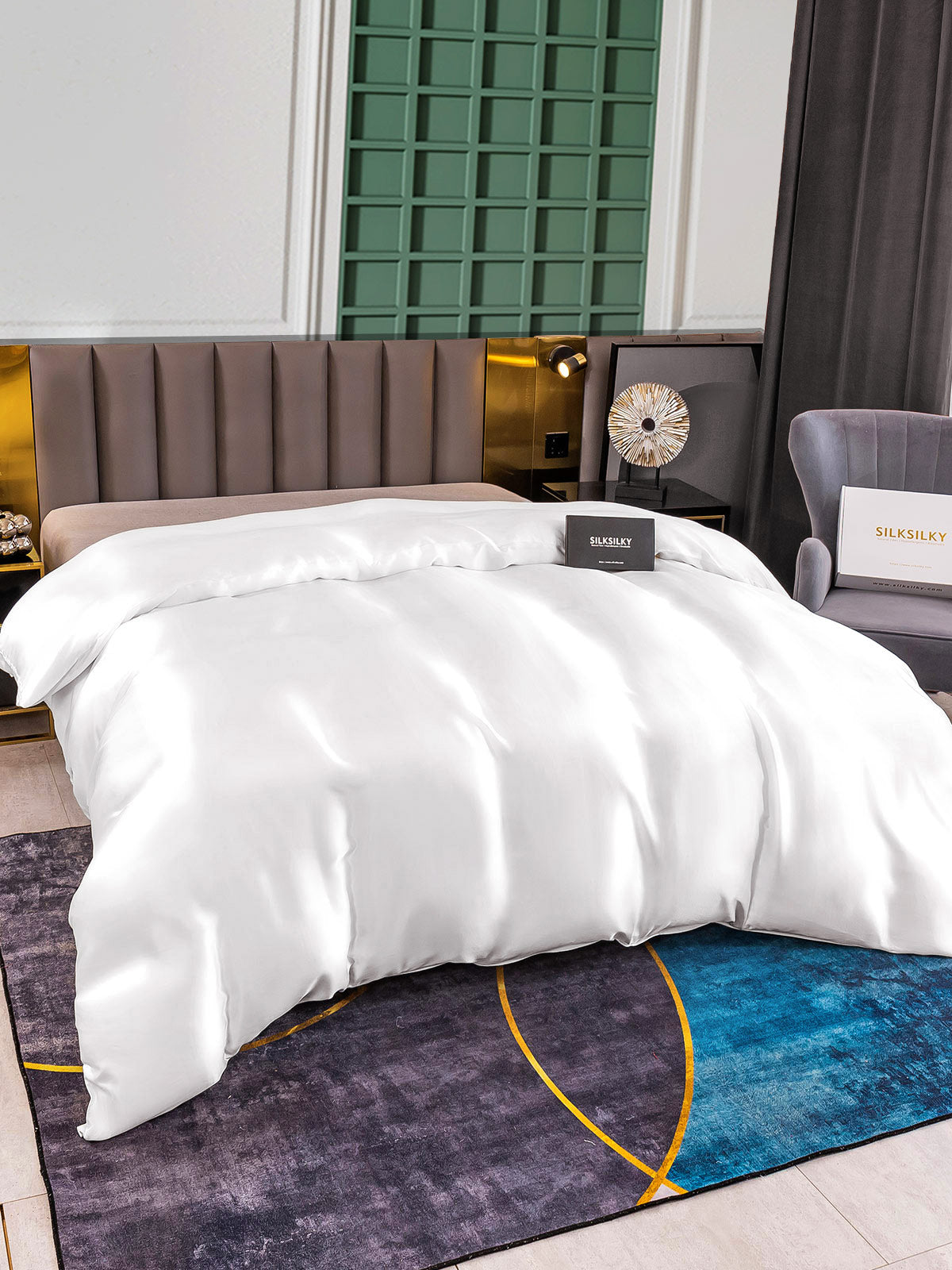 SilkSilky ES 25Momme Seda Pura Duvet Cover Blanco 002