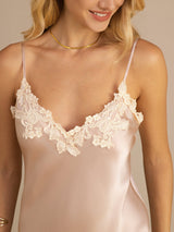 [Rosa] SilkSilky-ES Spaghetti Strap V Neck Vestido 004