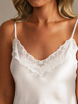 [Blanco] SilkSilky-ES Spaghetti Strap V Neck Conjunto de tirantes 004