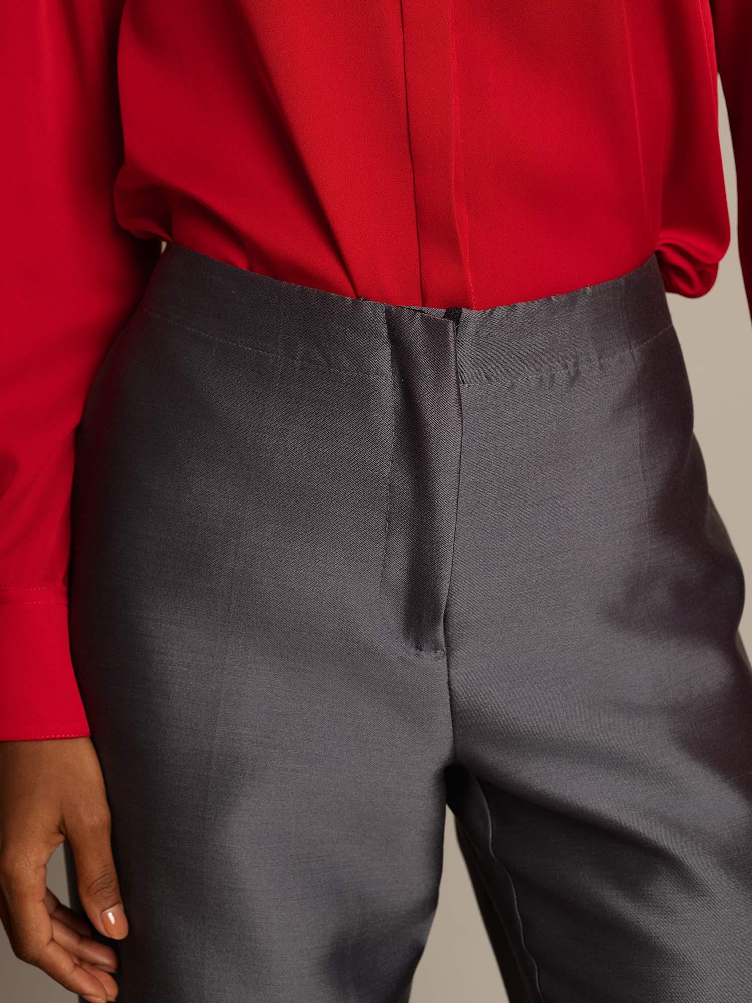 [Gris] SilkSilky-ES 32Momme Silk-Wool Blend Womens Pants 004,