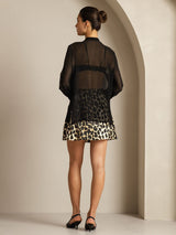 [Negro] SilkSilky-ES Seda Pura Womens Shirt 009