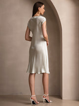 [Verde Claro] SilkSilky-ES Cap Sleeve V Neck Camisón 002