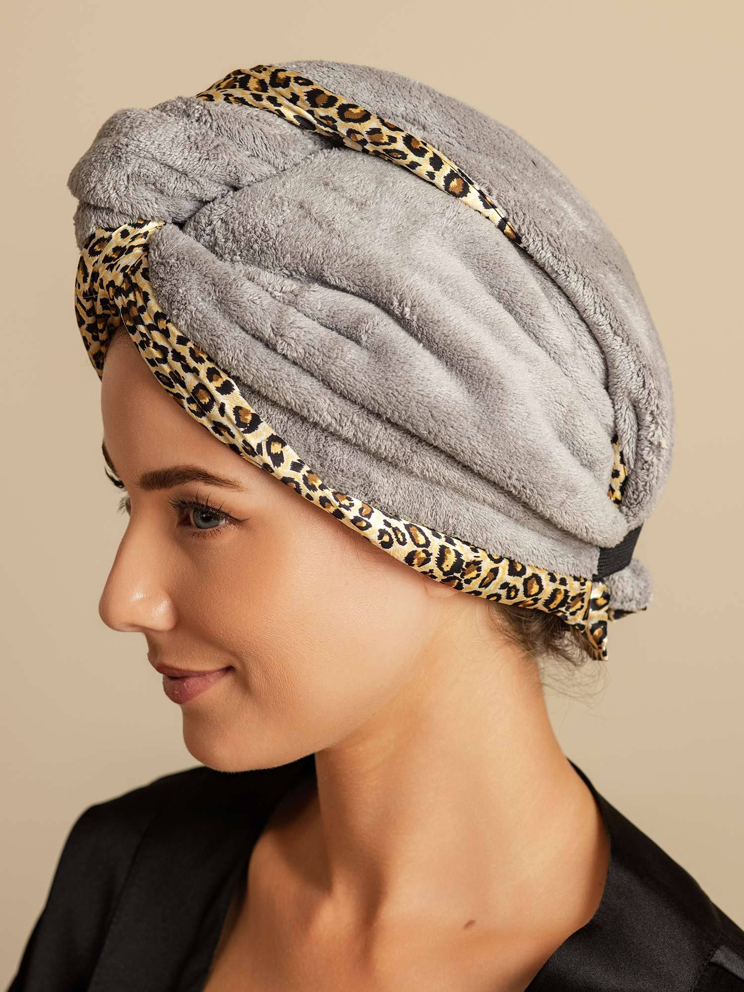 [Leopardo] SilkSilky-ES Seda Pura Hair Towel Wrap 002,