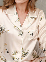 [Rosa Claro] SilkSilky-ES Long Sleeve Lapel Collar Pijamas de mujer 006