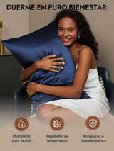 [Azul Oscuro] SilkSilky-ES 30Momme Fundas De Almohada 005