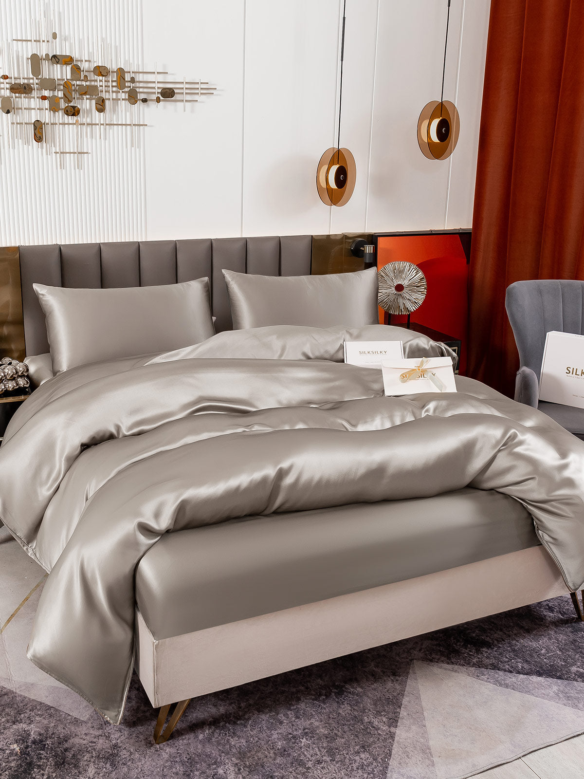 [Gris] SilkSilky-ES 19Momme Seda Pura Bedding Set 003