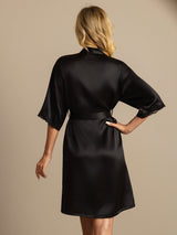 [Negro] SilkSilky-ES Half Sleeve Bata de mujer 002