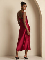 [Vino] SilkSilky-ES Spaghetti Strap V Neck Vestido 002