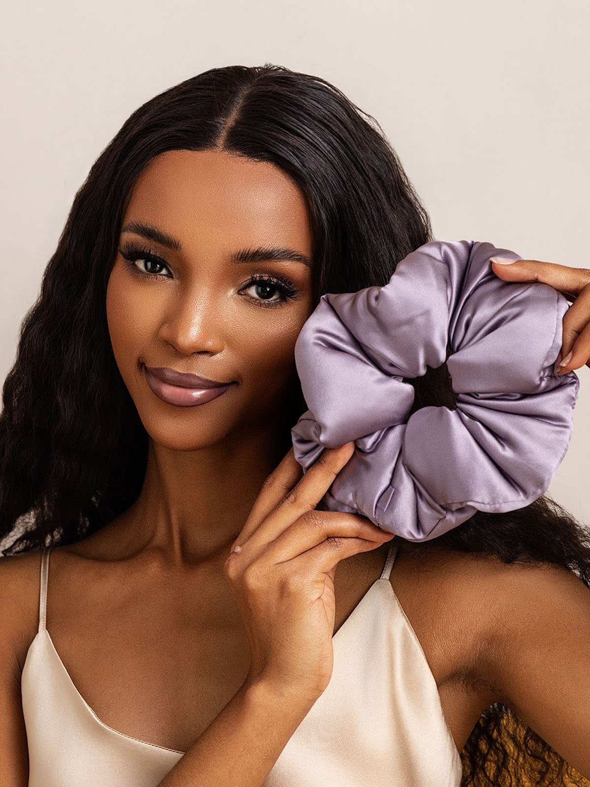 [Morado Oscuro] SilkSilky-ES Seda Scrunchie 001