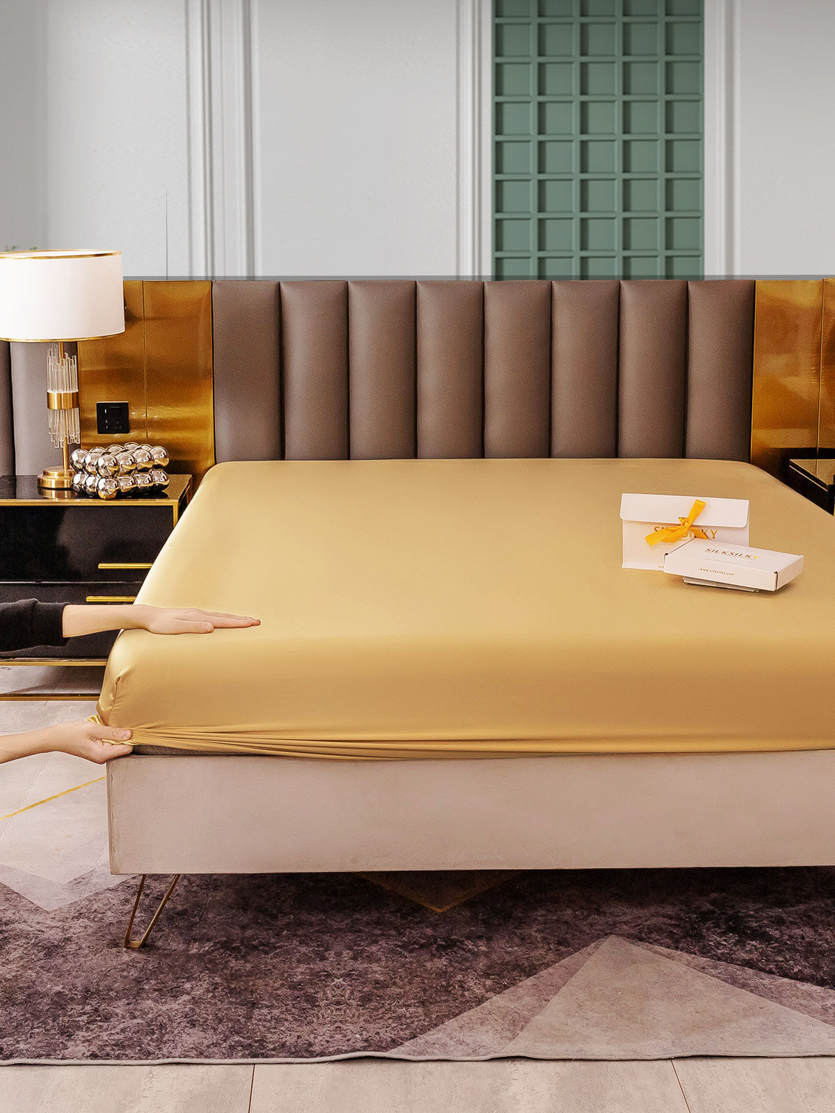 [Champán] SilkSilky-ES 25Momme Seda Pura Sheet 006