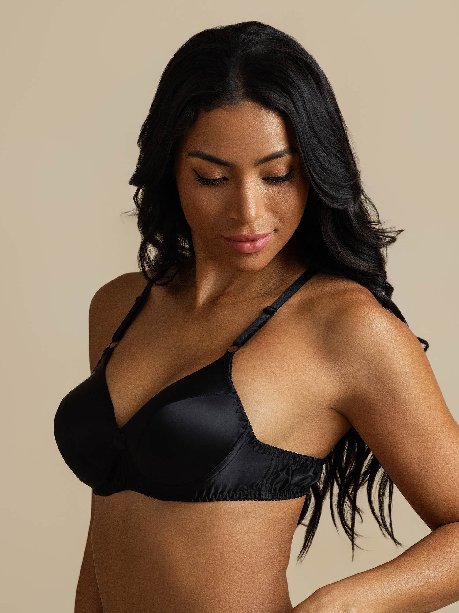 [Negro] SilkSilky-ES Seda Pura Bra 007,