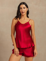 [Vino] SilkSilky-ES Spaghetti Strap V Neck Conjunto de tirantes 001