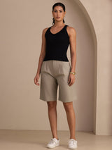 [Negro] SilkSilky-ES Sleeveless Deep V Neck Top de tirantes 006
