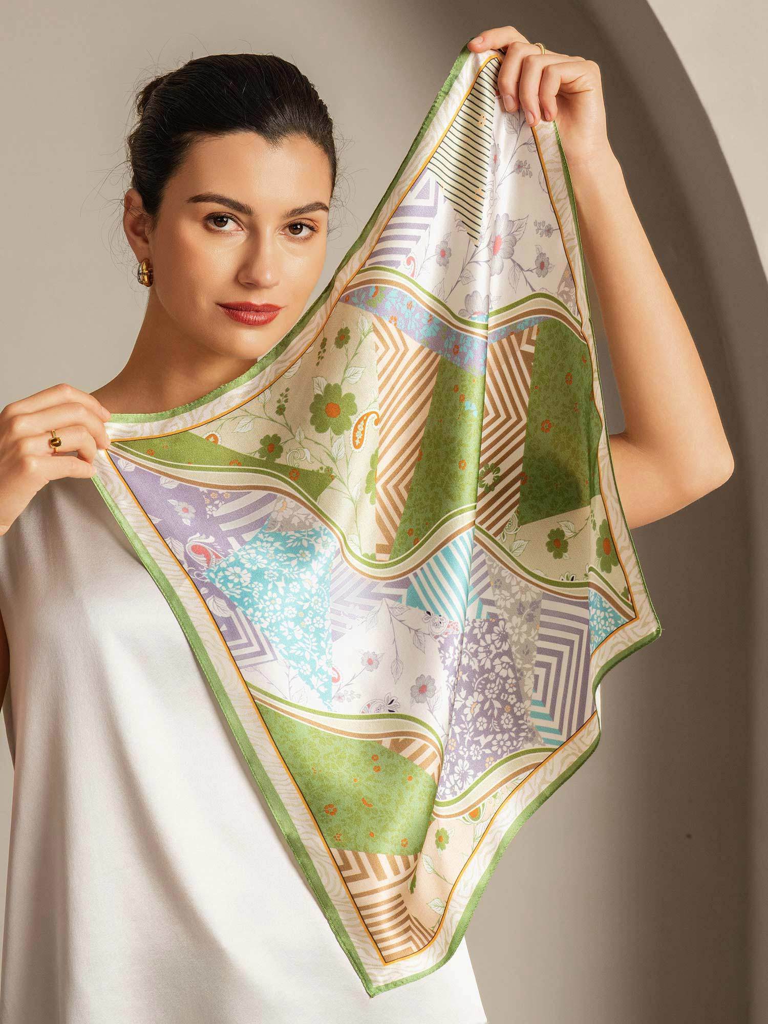 [P100] SilkSilky-ES Seda Pura Scarf 005,