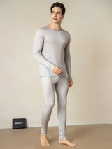 [Plata] SilkSilky-ES Long Sleeve Round Neck Ropa Interior Larga Hombre 001