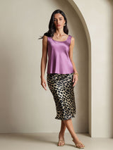 [Morado Oscuro] SilkSilky-ES 19Momme Sin mangas Escote Cuchara Top de tirantes 008