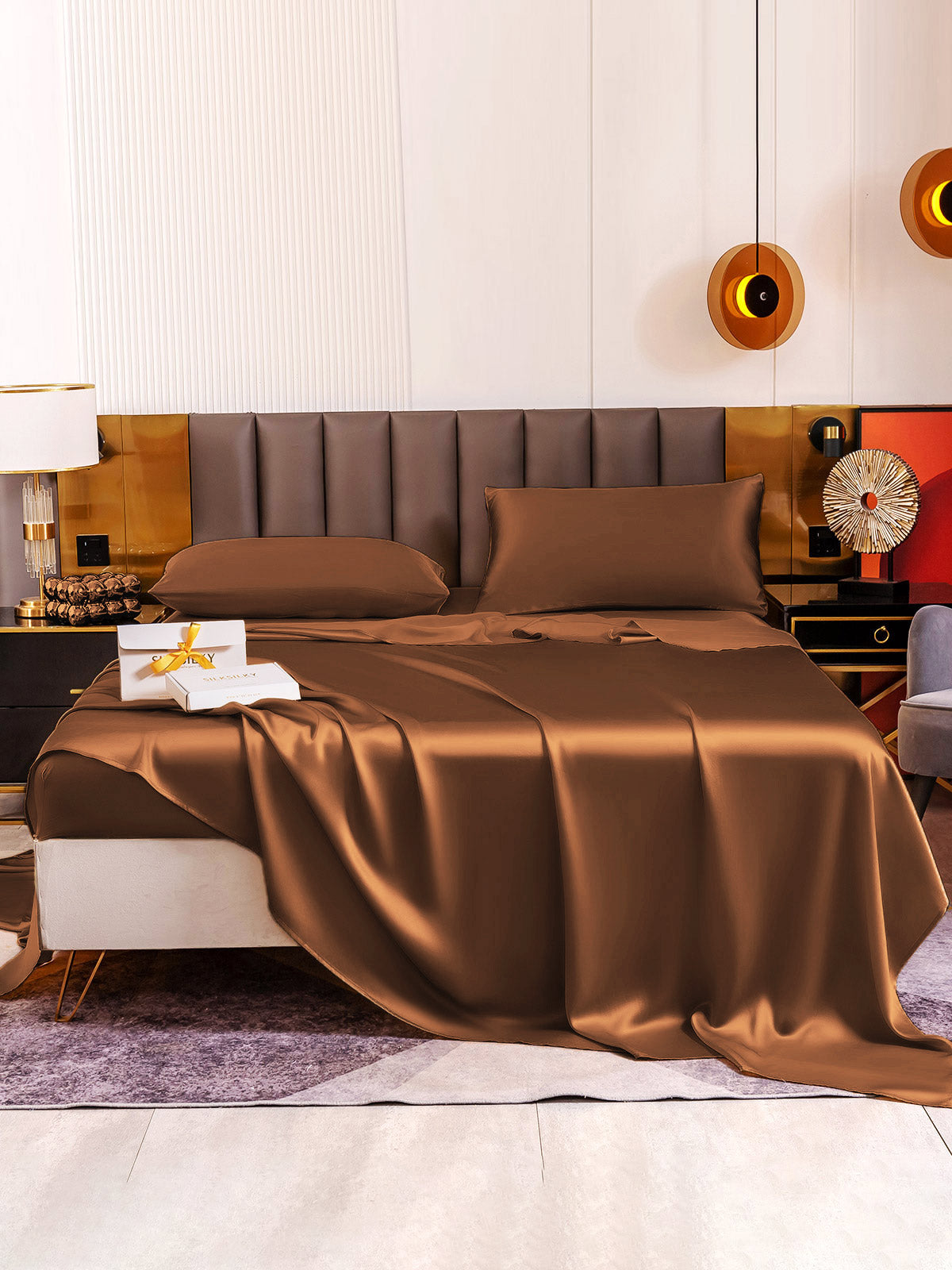 [Café] SilkSilky-ES 19Momme Seda Pura Bedding Set 005