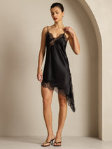 [Negro] SilkSilky-ES Seda Pura Dress 003
