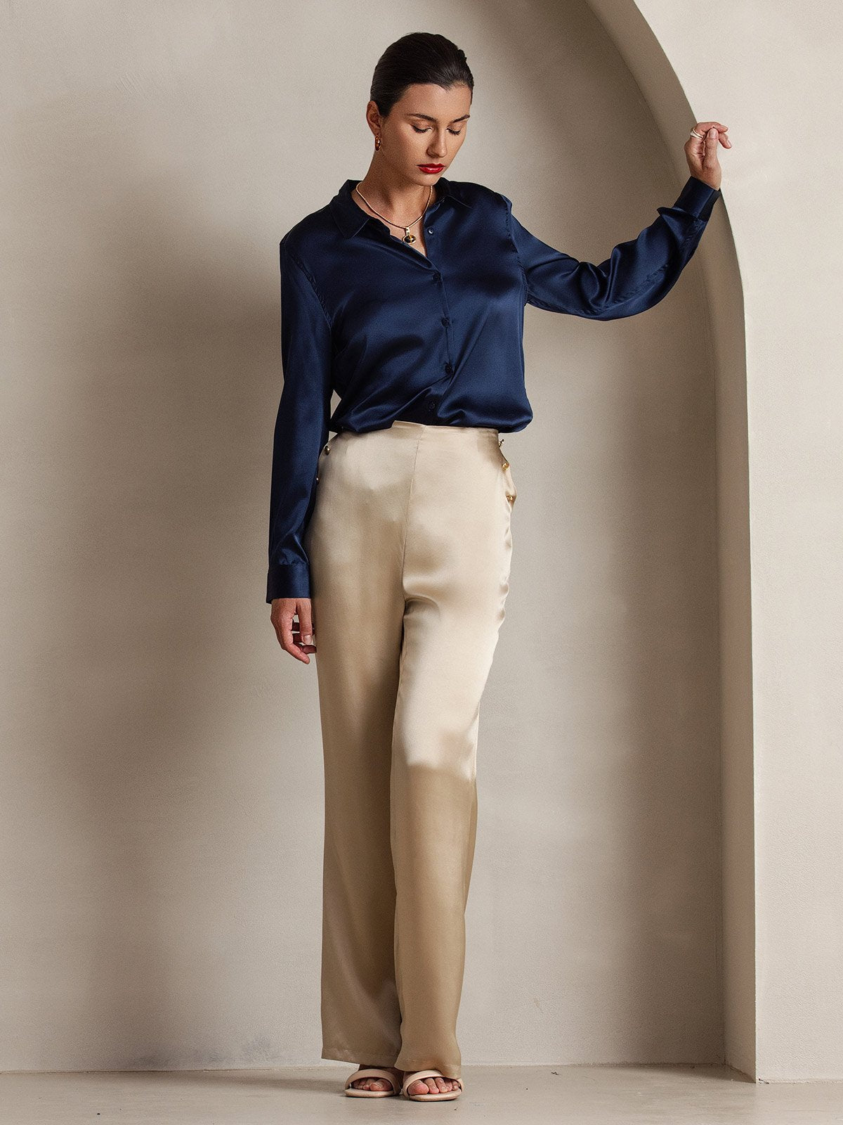 [Champán] SilkSilky-ES 19Momme Seda Womens Pants 008