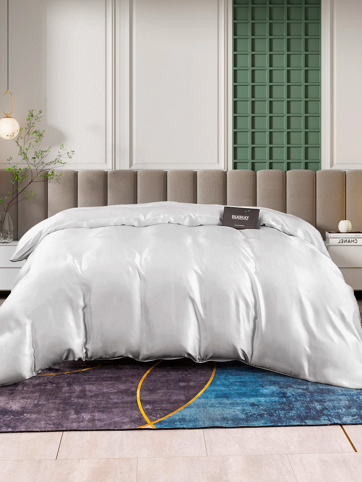 SilkSilky ES 25Momme Seda Pura Duvet Cover Plata 003