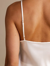 [Blanco] SilkSilky-ES Spaghetti Strap V Neck Top de tirantes 004