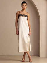 [Beige Arroz] SilkSilky-ES Square Neck Vestido 001