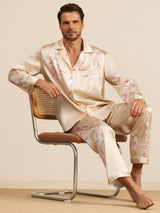 [Champán] SilkSilky-ES Long Sleeve Notch Collar Pijamas de hombre 001