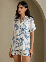[Jirafa Blanca] SilkSilky-ES Short Sleeve Notch Collar Pijamas de mujer 005