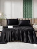 SilkSilky ES 25Momme Seda Pura Bedding Set Negro 005