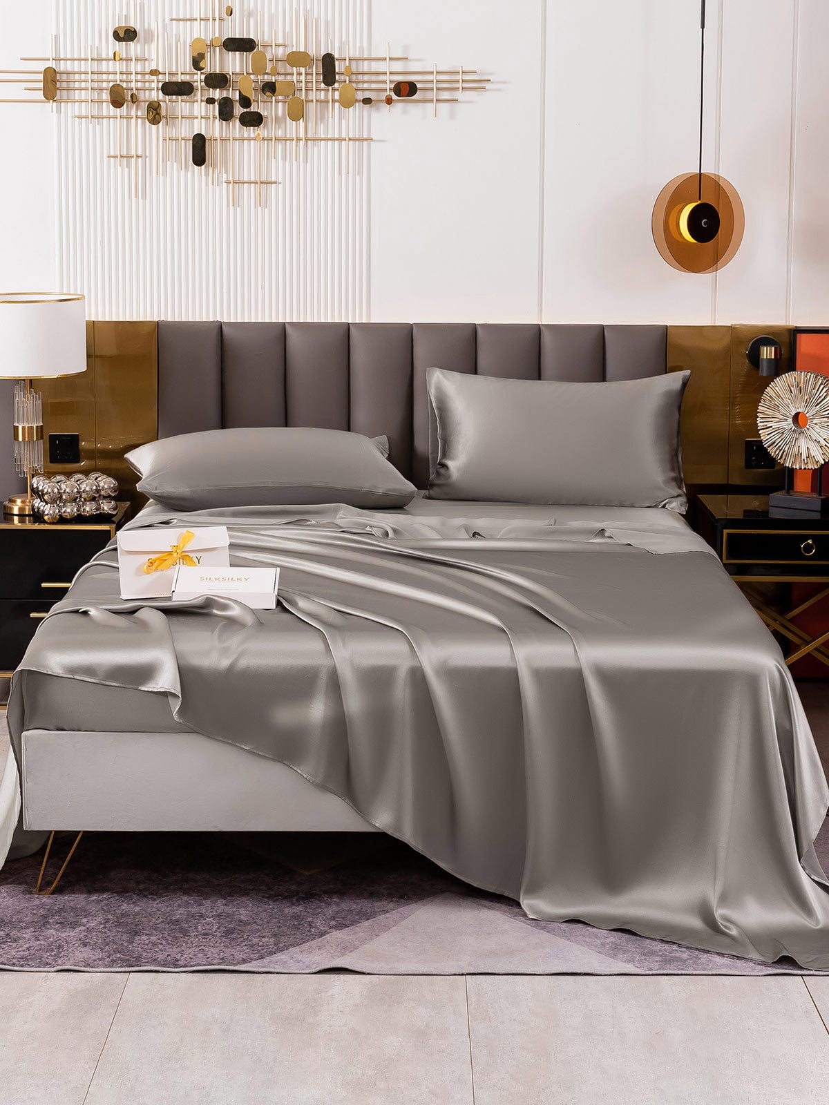 [Gris] SilkSilky-ES 19Momme Seda Pura Bedding Set 002