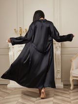 [Negro] SilkSilky-ES Long Sleeve Bata de mujer 002