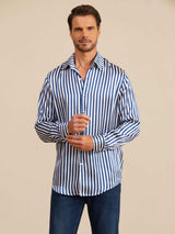 [Raya Marina] SilkSilky-ES 19Momme Manga larga Cuello con Solapa Camisa de hombre 003