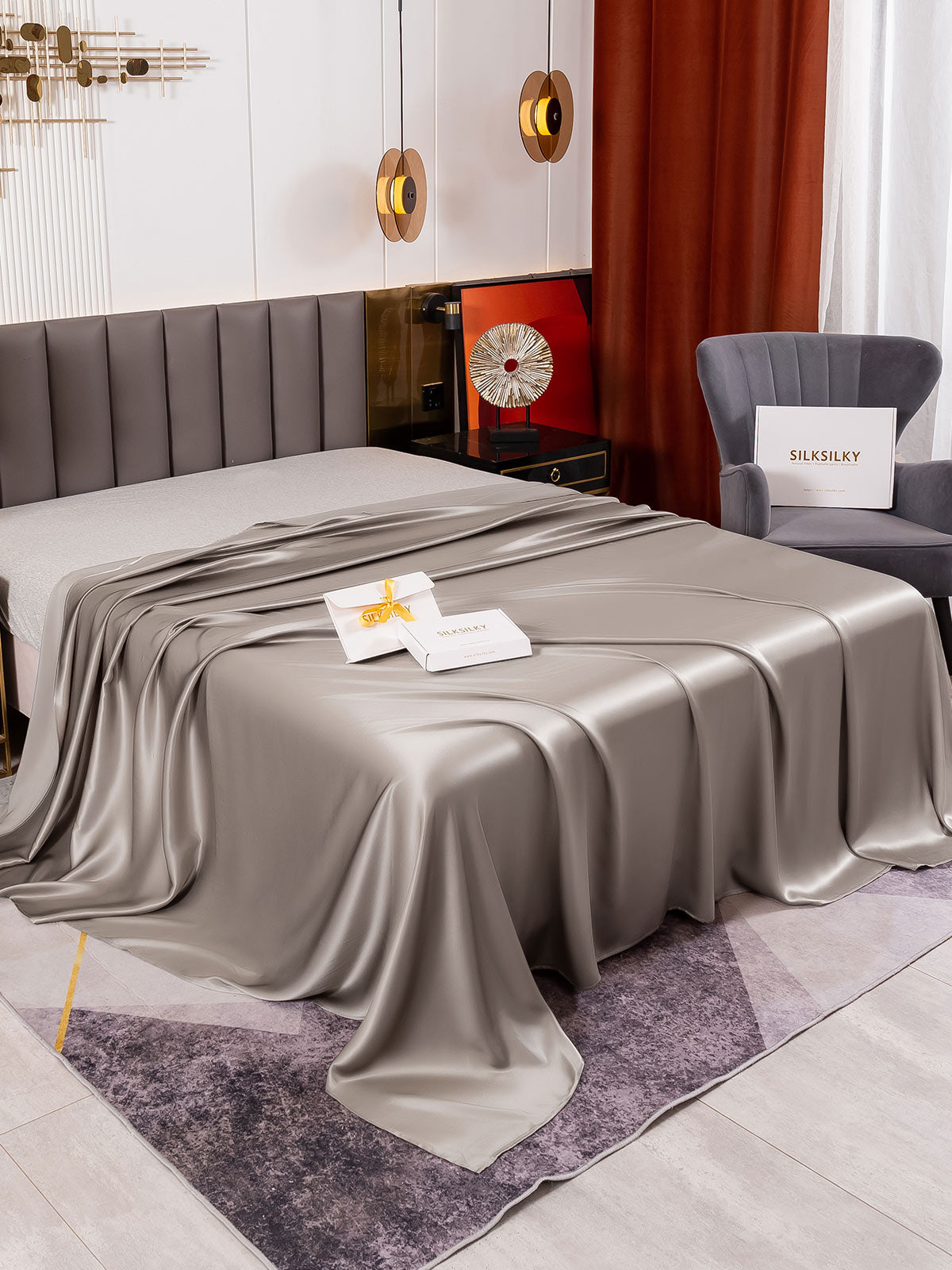 [Gris] SilkSilky-ES 19Momme Seda Pura Sheet 001