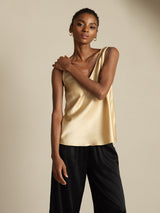 [Champán] SilkSilky-ES Sleeveless V Neck Top de tirantes 007