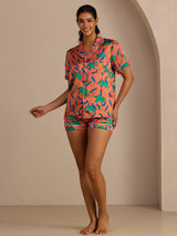 [Elefante Arcilla] SilkSilky-ES Short Sleeve Lapel Collar Pijamas de mujer 006