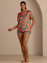 [Elefante Arcilla] SilkSilky-ES Short Sleeve Lapel Collar Pijamas de mujer 006