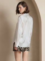 [Blanco] SilkSilky-ES Long Sleeve Lapel Collar Blusas de Mujer 002
