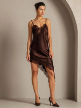 [Marrón] SilkSilky-ES Seda Pura Dress 006