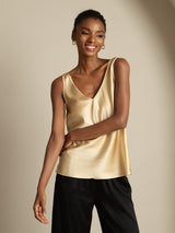 [Champán] SilkSilky-ES Sleeveless V Neck Top de tirantes 005