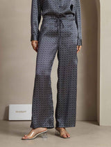 [Ginkgo Azul Marino] SilkSilky-ES 19Momme Seda Womens Pants 001