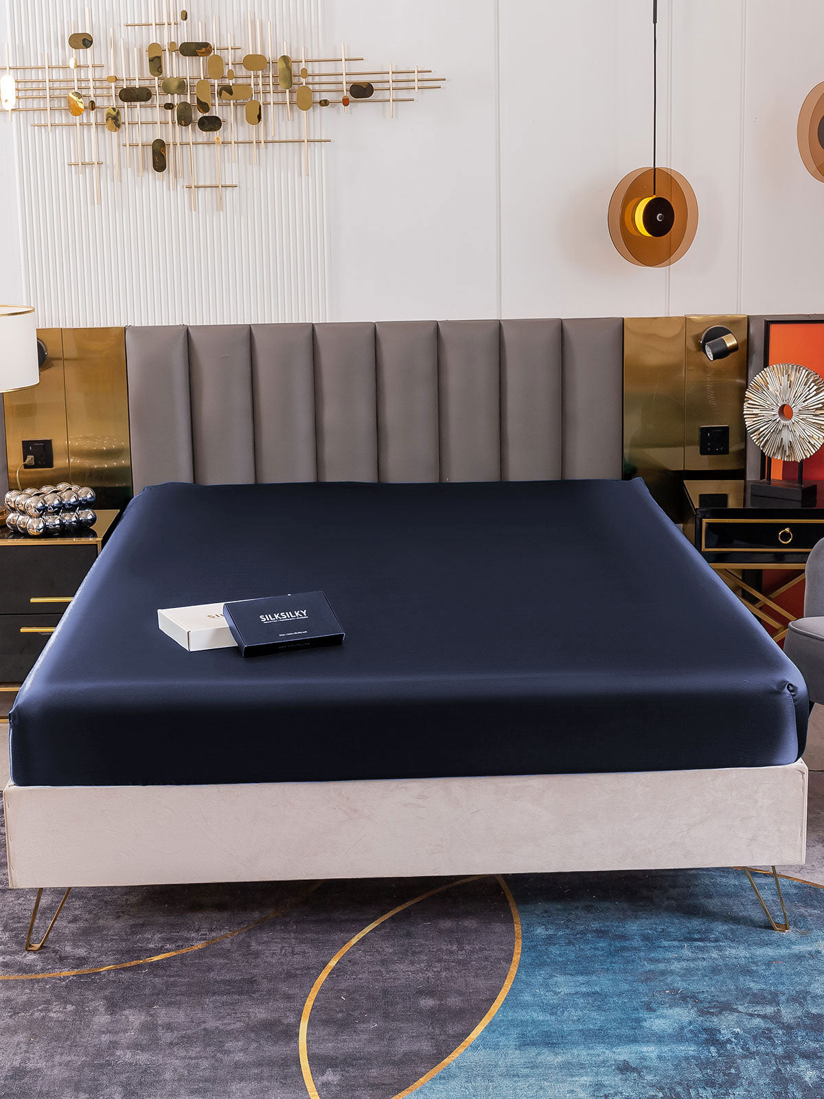 [Azul Oscuro] SilkSilky-ES 19Momme Seda Pura Sheet 002