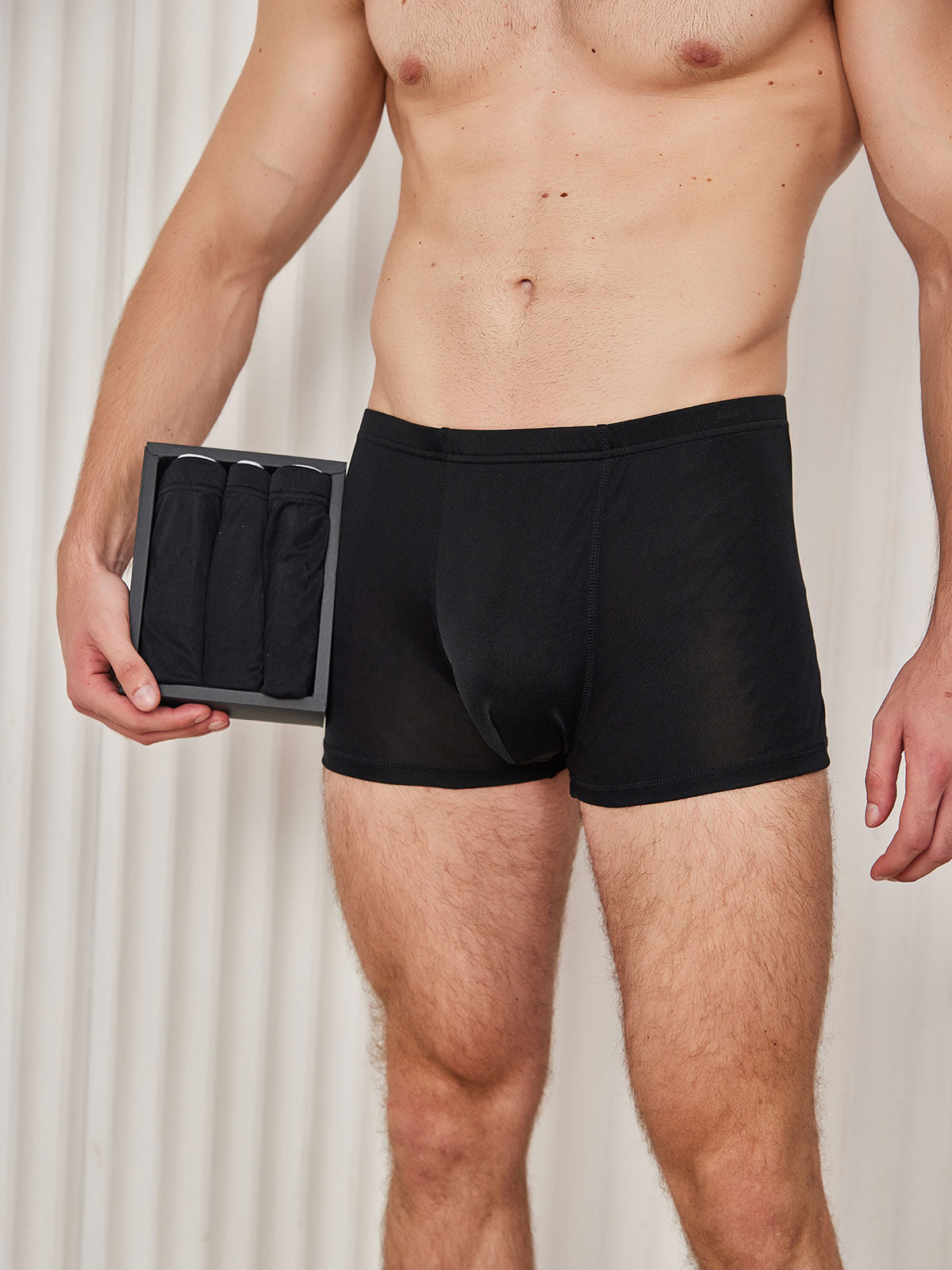 [Negro] SilkSilky-ES Seda Pura Mens Underwear 001