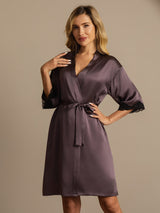 [Gris Púrpura] SilkSilky-ES Half Sleeve Bata de mujer 005