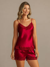 [Vino] SilkSilky-ES Spaghetti Strap V Neck Conjunto de tirantes 004