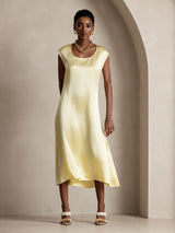 [Amarillo Claro] SilkSilky-ES Cap Sleeve Vestido 001