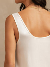 [Blanco] SilkSilky-ES 19Momme Sin mangas Escote Cuchara Pijamas de mujer 004