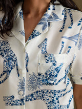 [Jirafa Blanca] SilkSilky-ES Short Sleeve Notch Collar Pijamas de mujer 006