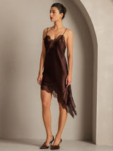 [Marrón] SilkSilky-ES Seda Pura Dress 008
