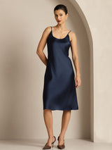 [Azul Oscuro] SilkSilky-ES Spaghetti Strap Cuello en U Vestido 003